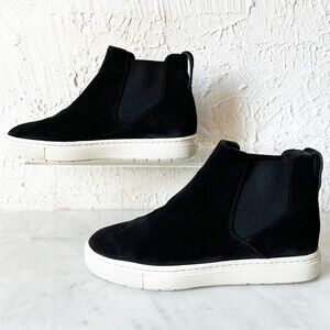 Vince High Top Pull On Sneaker Women's 5.5 Newlyn Black Suede Leather & Dust Bag
